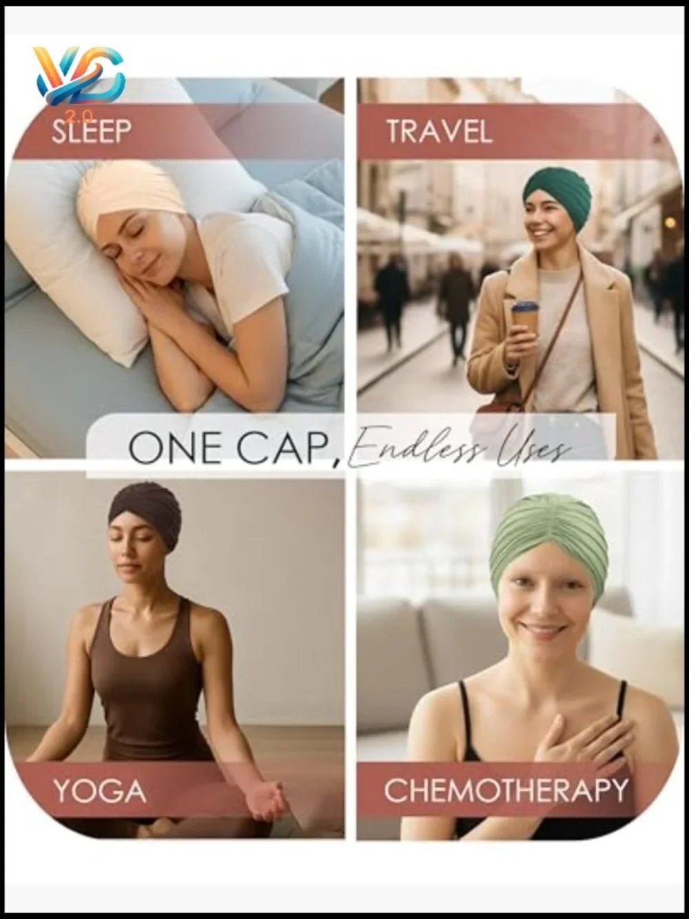 Soft Turban Beanie for Hair Loss, Breathable Chemo Hat, Adjustable Headwrap
